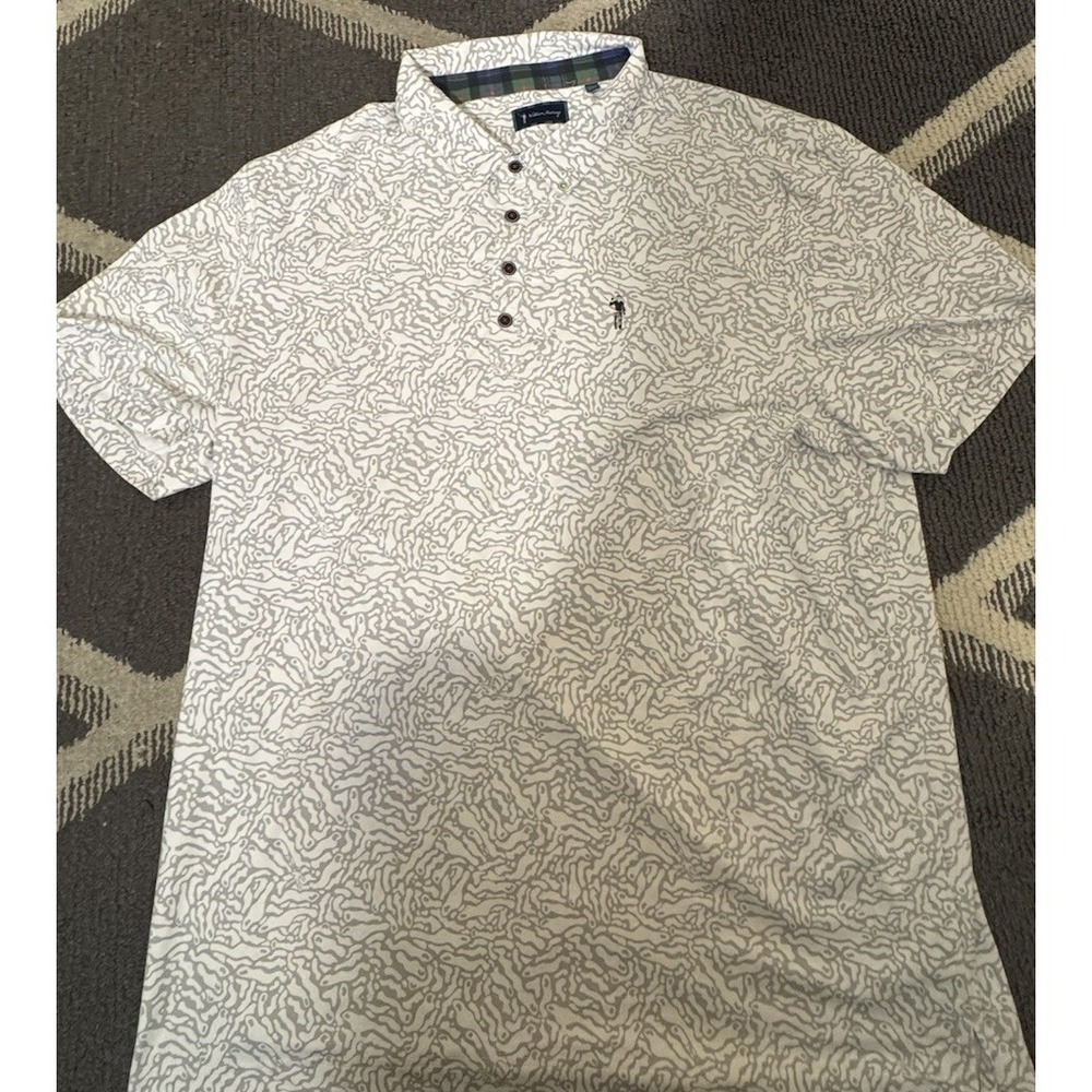 William Murray Golf Shirt Mens 2XL Polo White Print All Over Embroidery